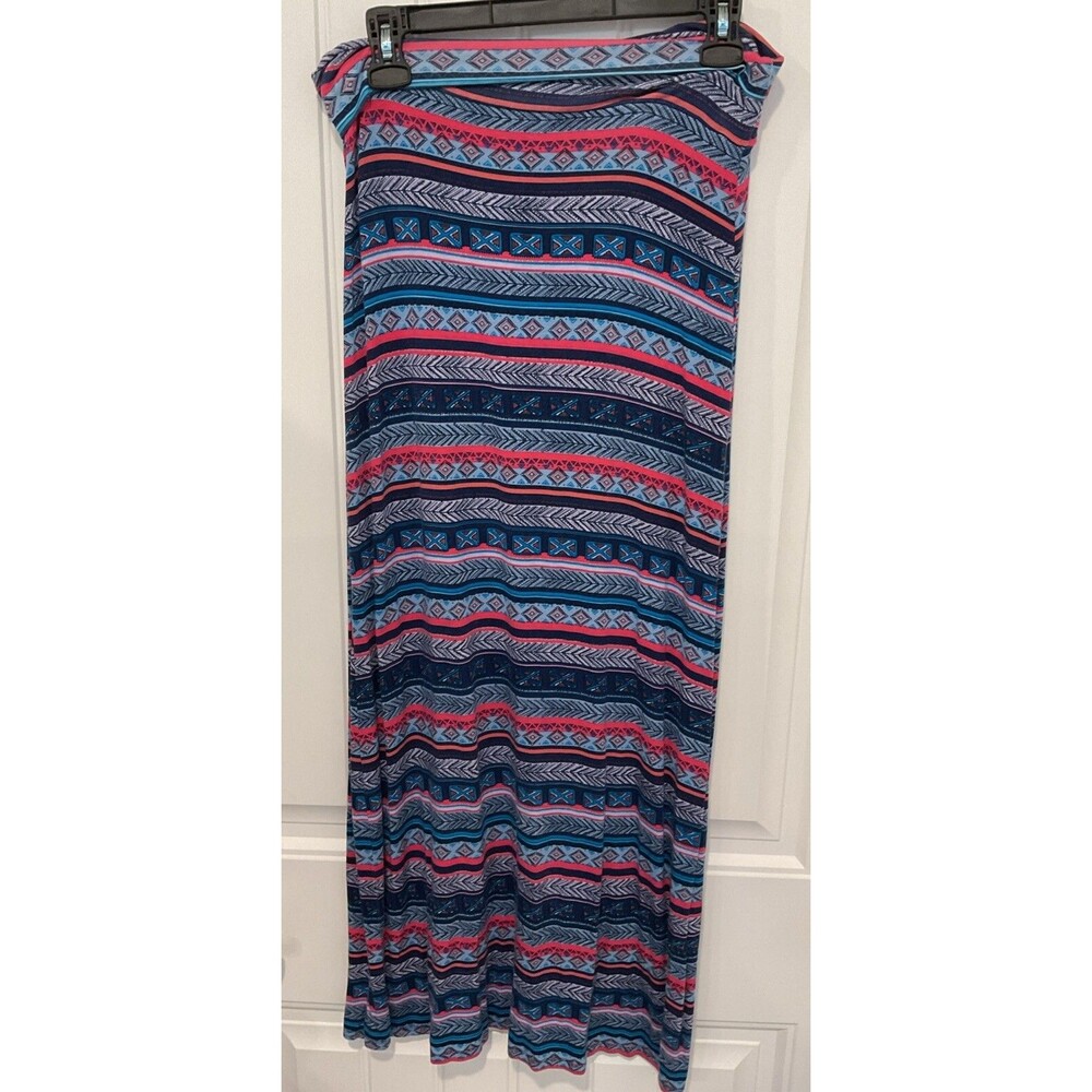 EUC RUE21 Women’s Juniors MAXI SKIRT Multi-Color Geometric Print Size Medium
